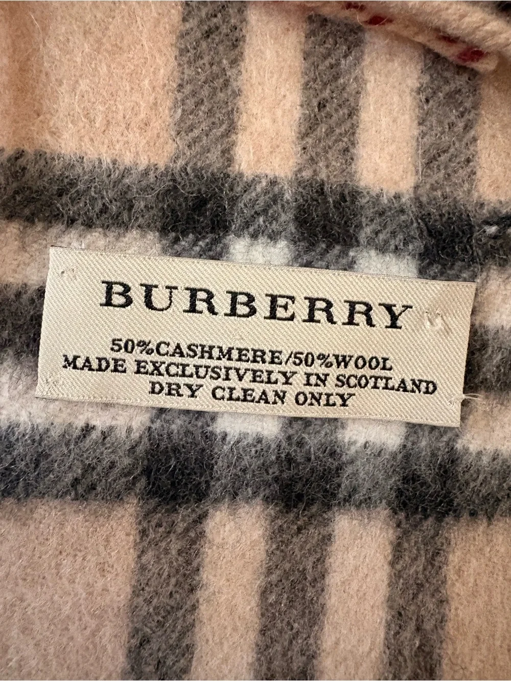 Burberry Beige Bath Runner with Black and Red Stripe Detailing